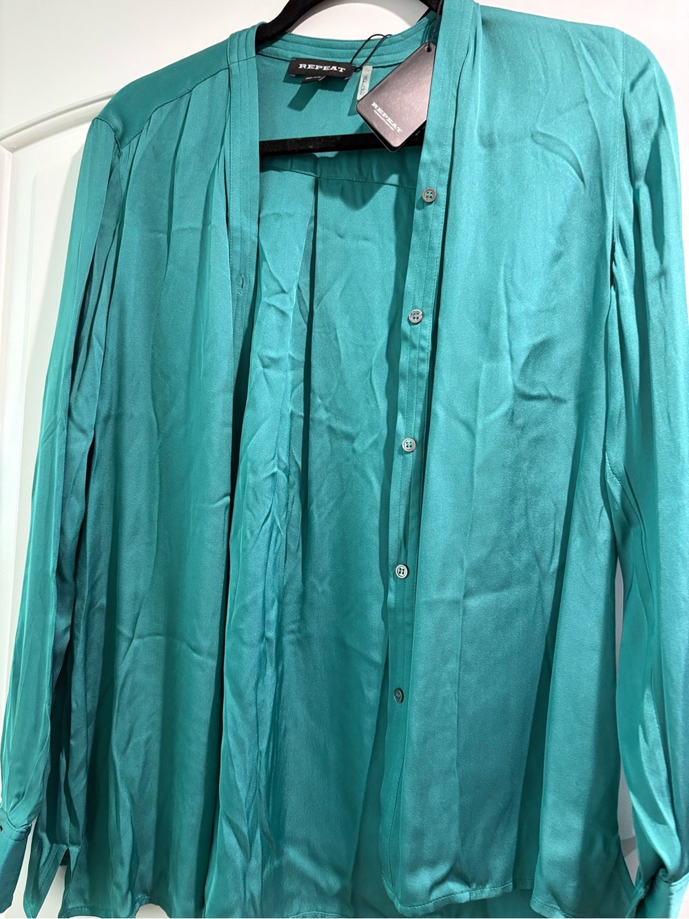 Repeat Women's Teal Button-Down Blouse